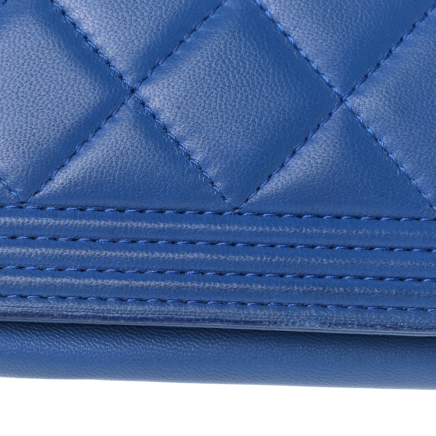 Chanel Lambskin Quilted Boy Wallet On Chain WOC Blue 12 of 15