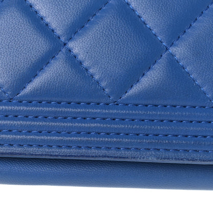 Chanel Lambskin Quilted Boy Wallet On Chain WOC Blue 12 of 15