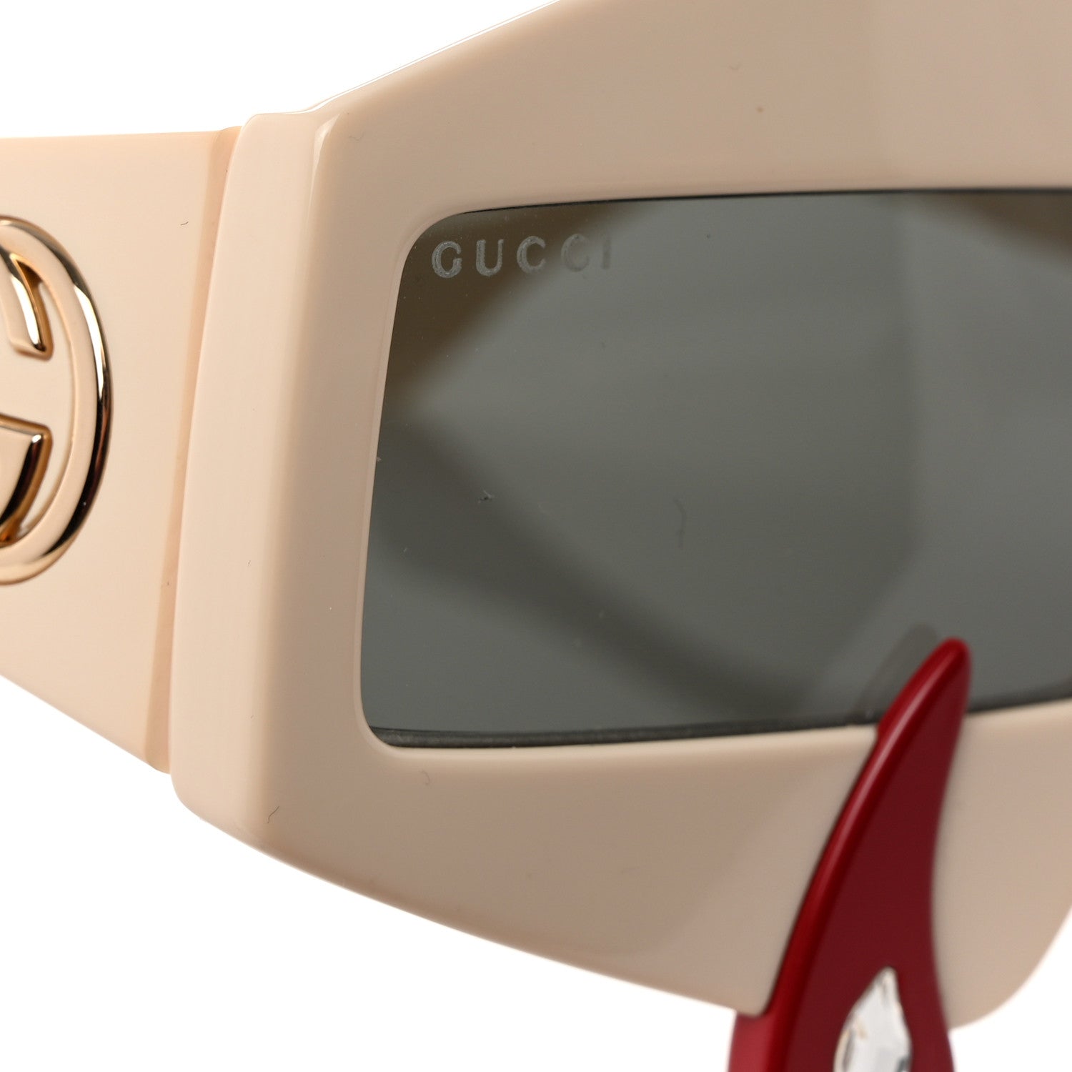 Gucci Acetate Crystal Hollywood Forever Tear Drop Sunglasses GG0359S Ivory 7 of 8