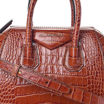 Givenchy Calfskin Crocodile Embossed Mini Antigona Cognac 7 of 9