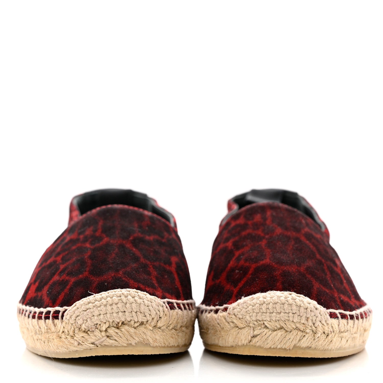Saint Laurent Canvas Leopard Print Espadrilles 37 Red Black 2 of 9