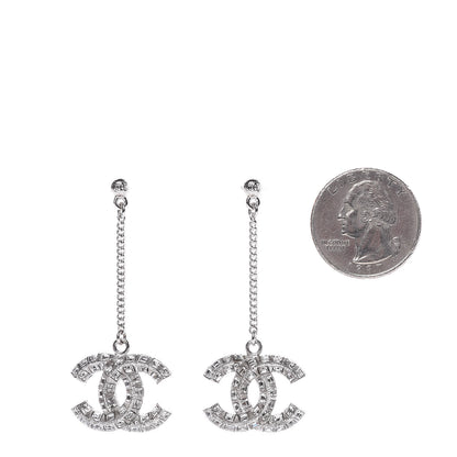 Chanel Baguette Crystal CC Dangle Earrings Silver 2 of 3