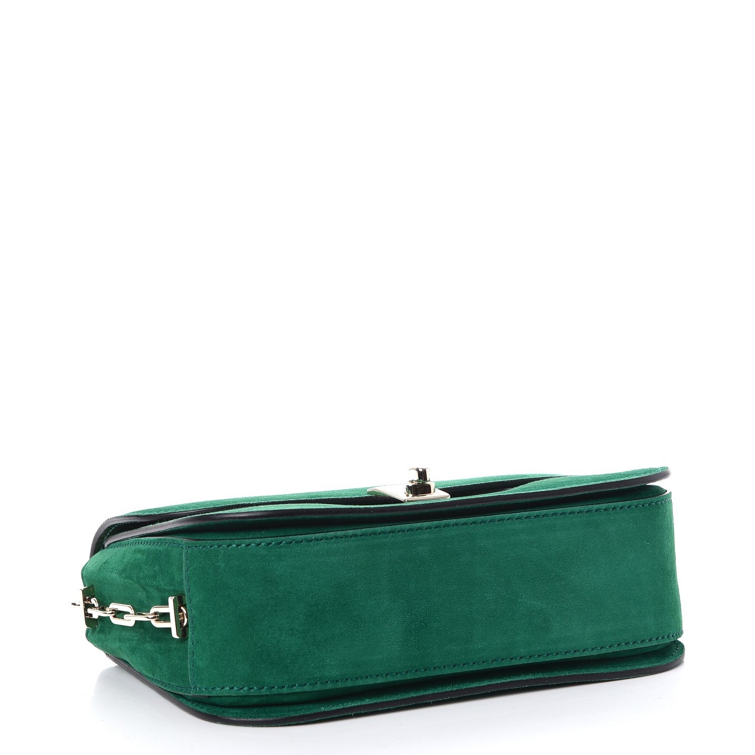 Valentino Garavani Suede Chain Flap Bag Emerald 4 of 7