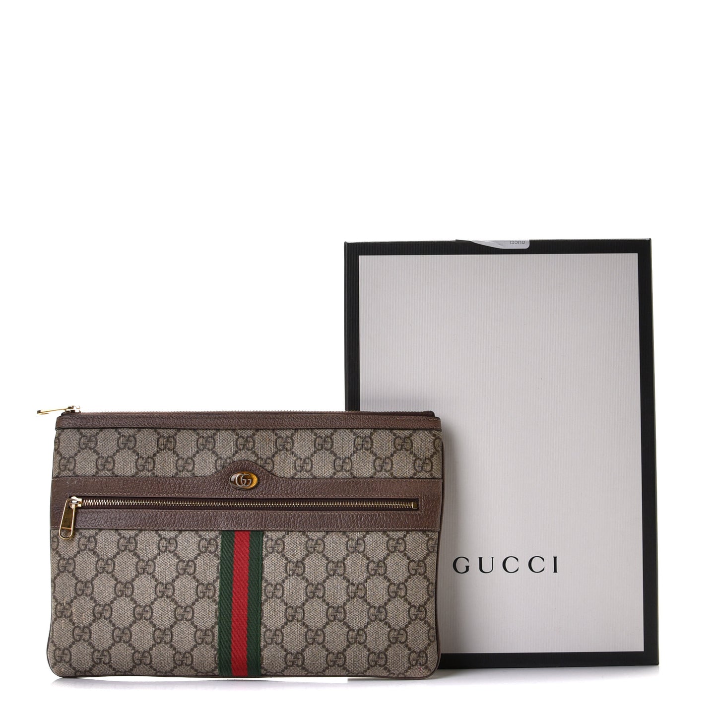 GG Supreme Monogram Large Ophidia Pouch Clutch Brown