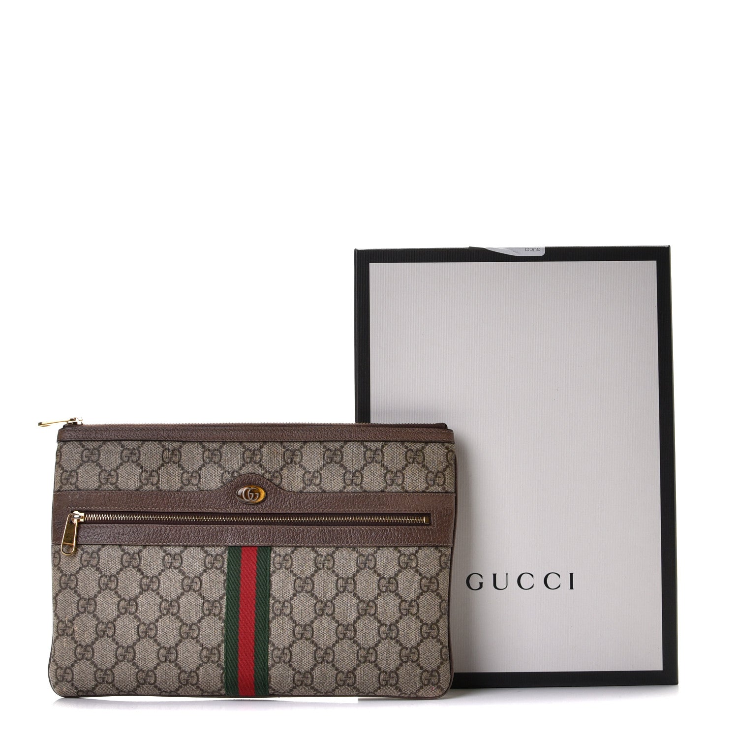 Gucci GG Supreme Monogram Large Ophidia Pouch Clutch Brown 13 of 13