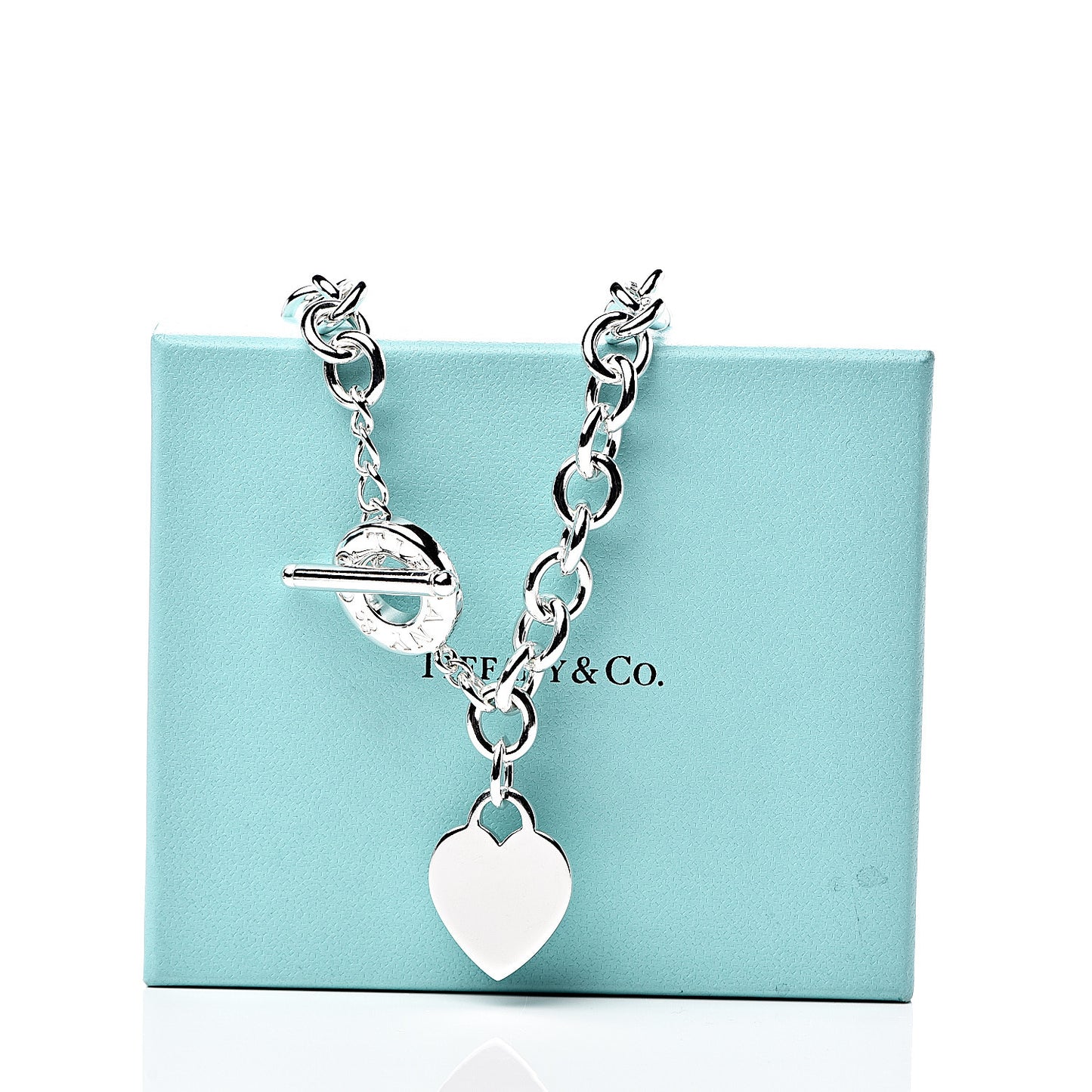 Sterling Silver Heart Tag Toggle Necklace