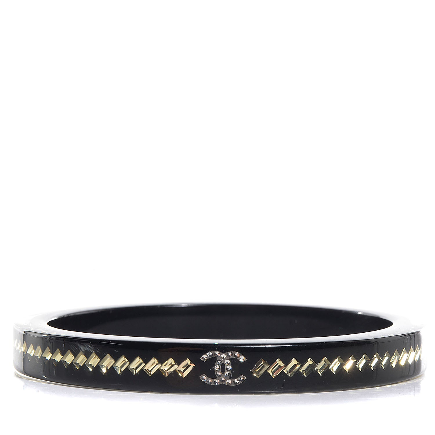 Chanel Resin Crystal CC Bangle Black 4 of 4