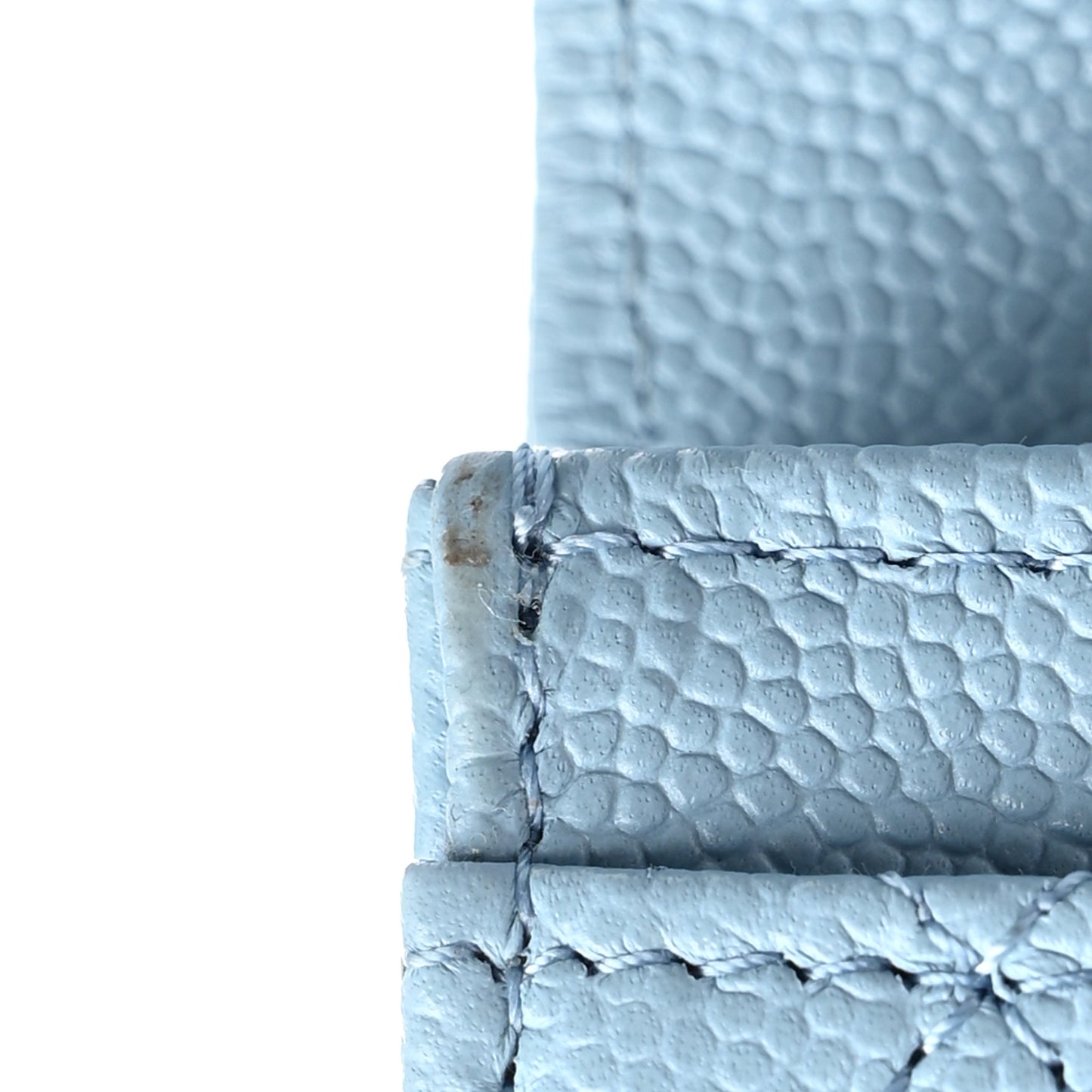 Caviar Quilted Flap Card Holder Wallet Light Blue
