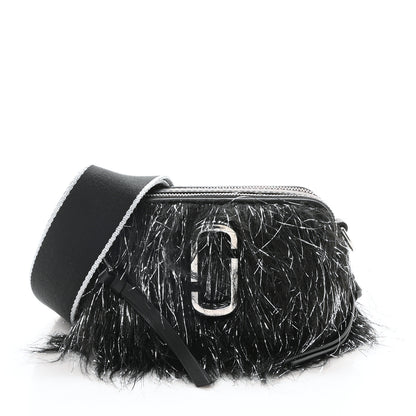 Marc Jacobs Faux Fur The Monster Snapshot Camera Bag Black Silver 1 of 10