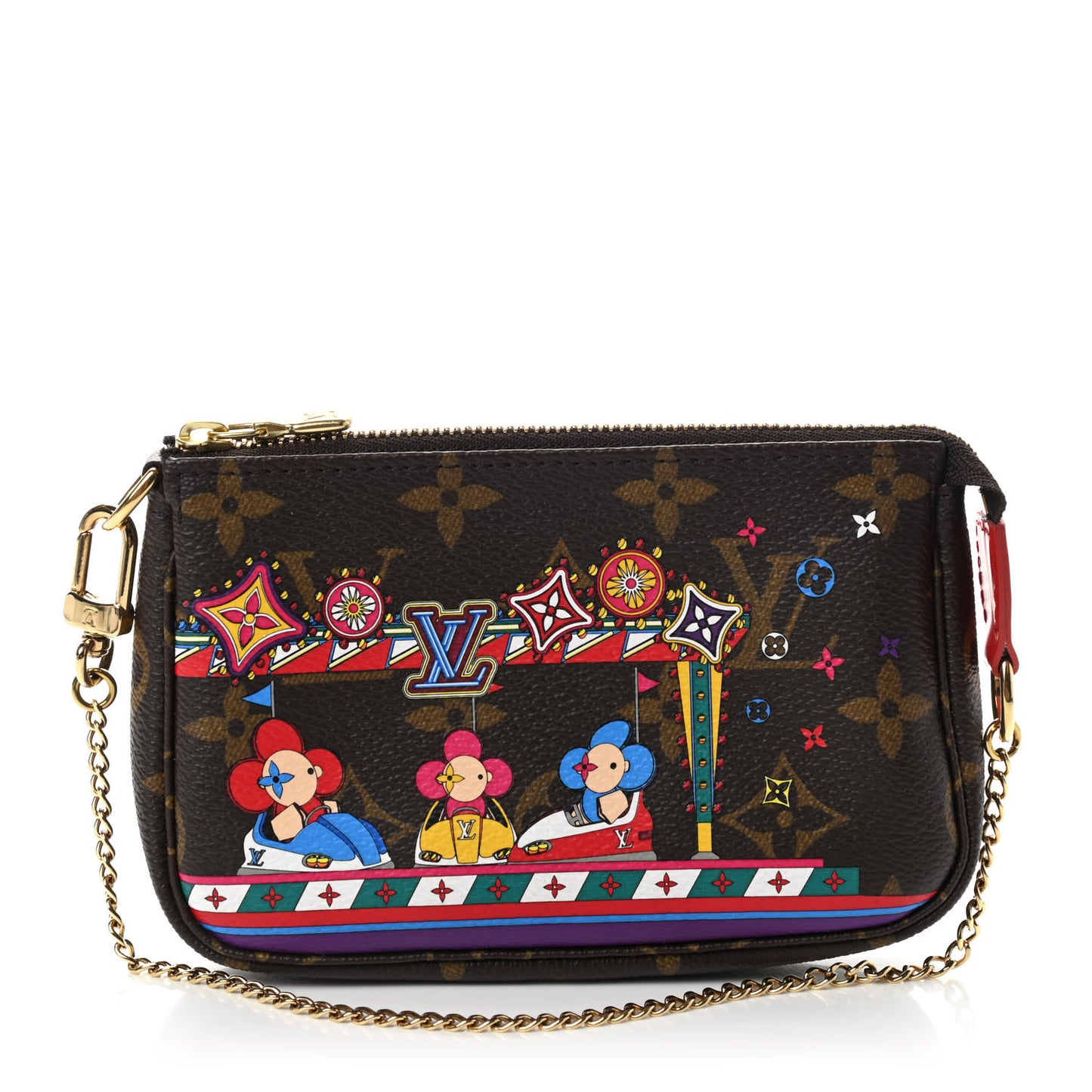 Monogram 2020 Christmas Animation Bumper Cars Mini Pochette Accessories Coquelicot