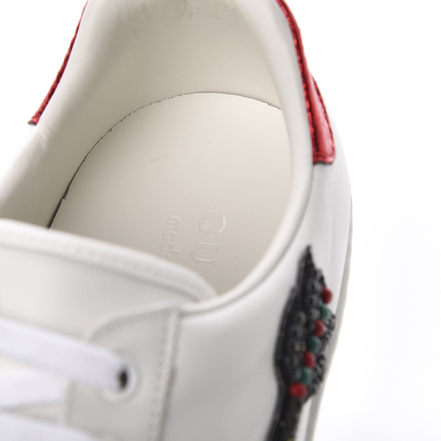 Calfskin Web Studded Arrow Ace Sneakers 38 White