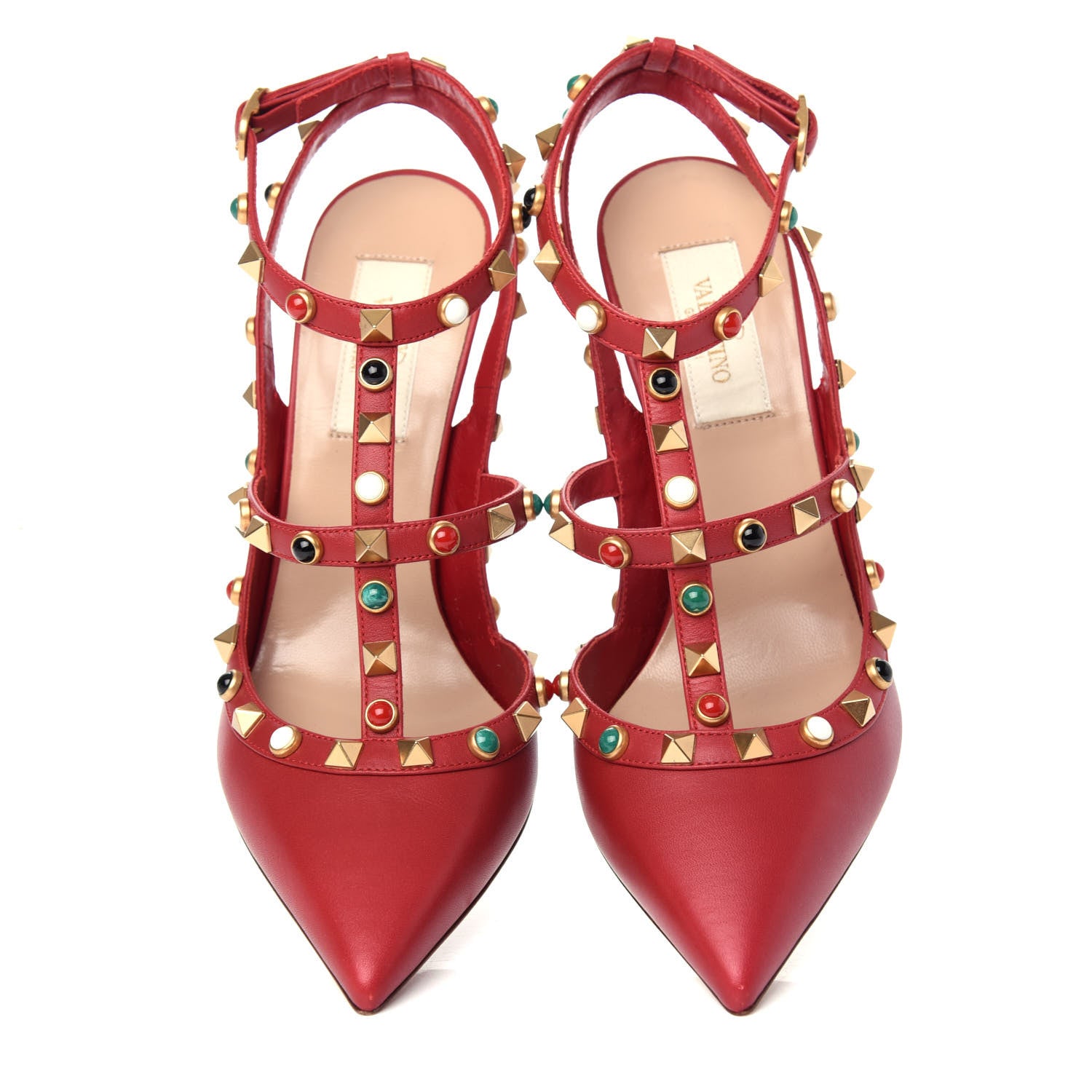 Valentino Garavani Calfskin Rockstud Rolling Ankle Strap 100mm Pumps 37.5 Rosso Valentino 5 of 11