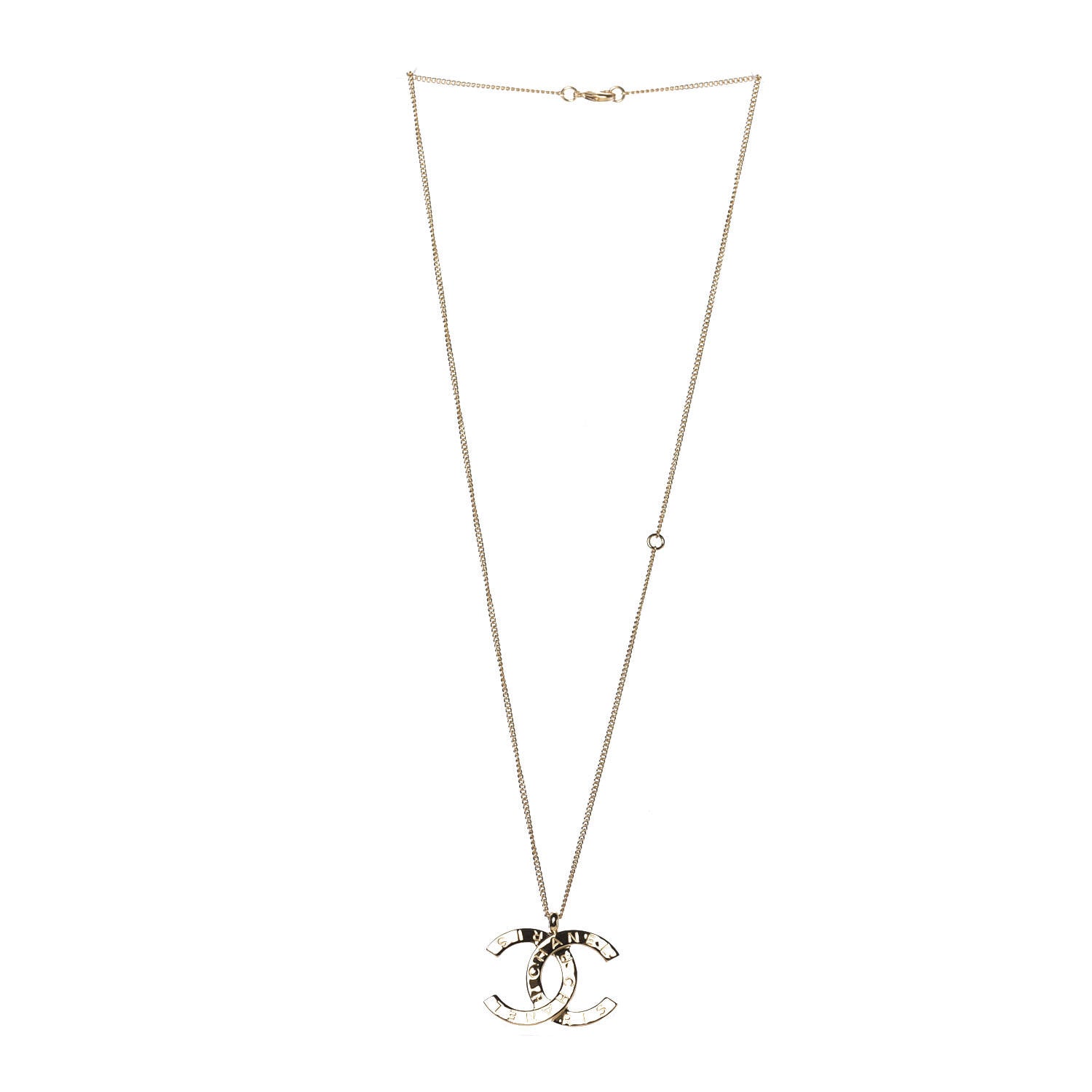 Chanel Metal CC Paris Button Necklace Gold 3 of 6