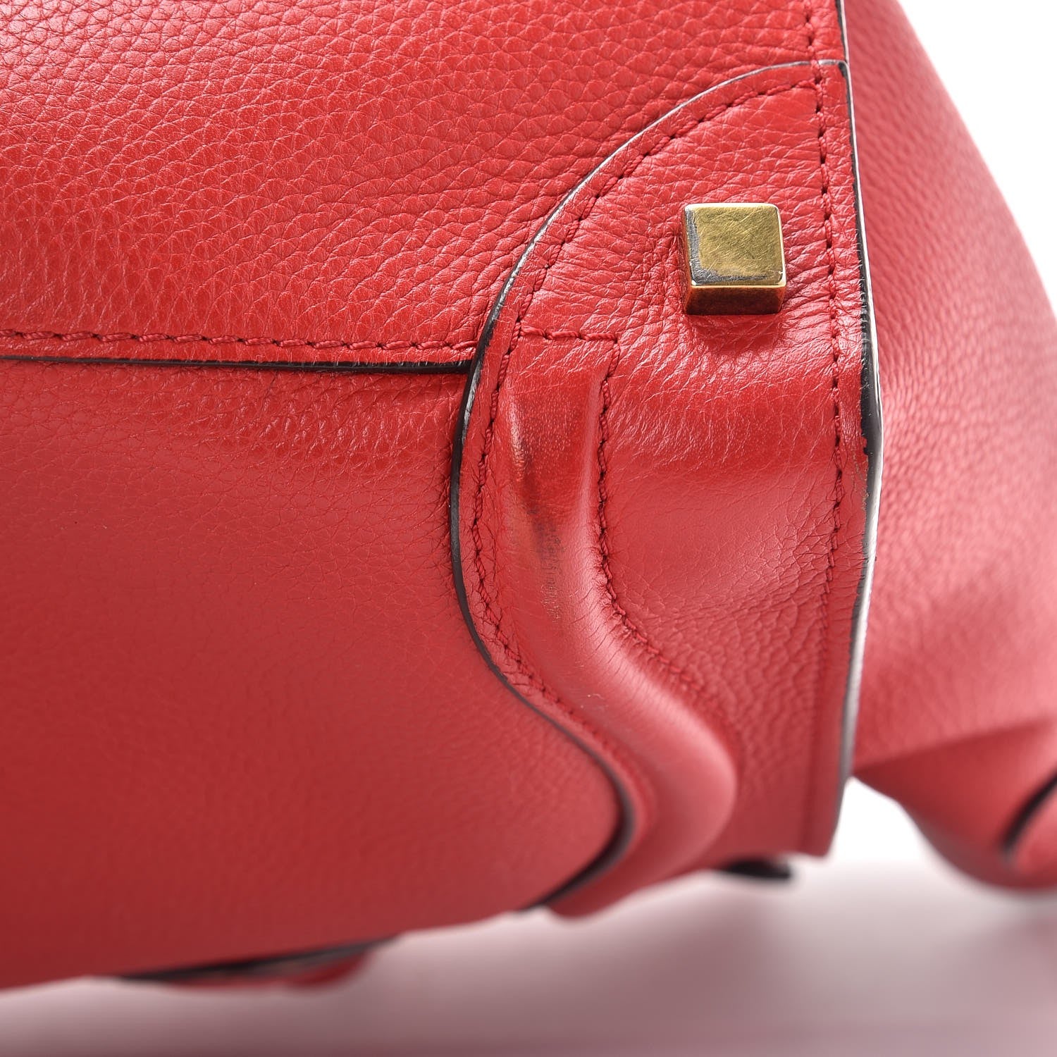 Celine Drummed Calfskin Micro Luggage Coquelicot 12 of 13