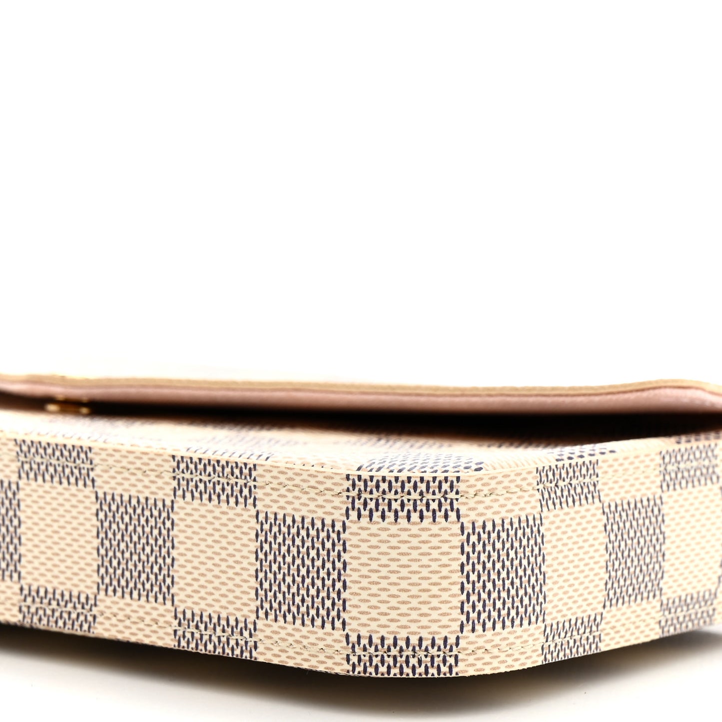 Damier Azur Pochette Felicie Chain Wallet Rose Ballerine