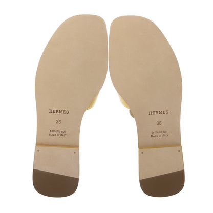 Hermes Calfskin Oran Sandals 36 Jaune Citron 7 of 11