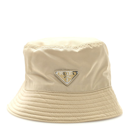 Prada Re-Nylon Metal Triangle Logo Womens Bucket Hat L Cammeo 2 of 7