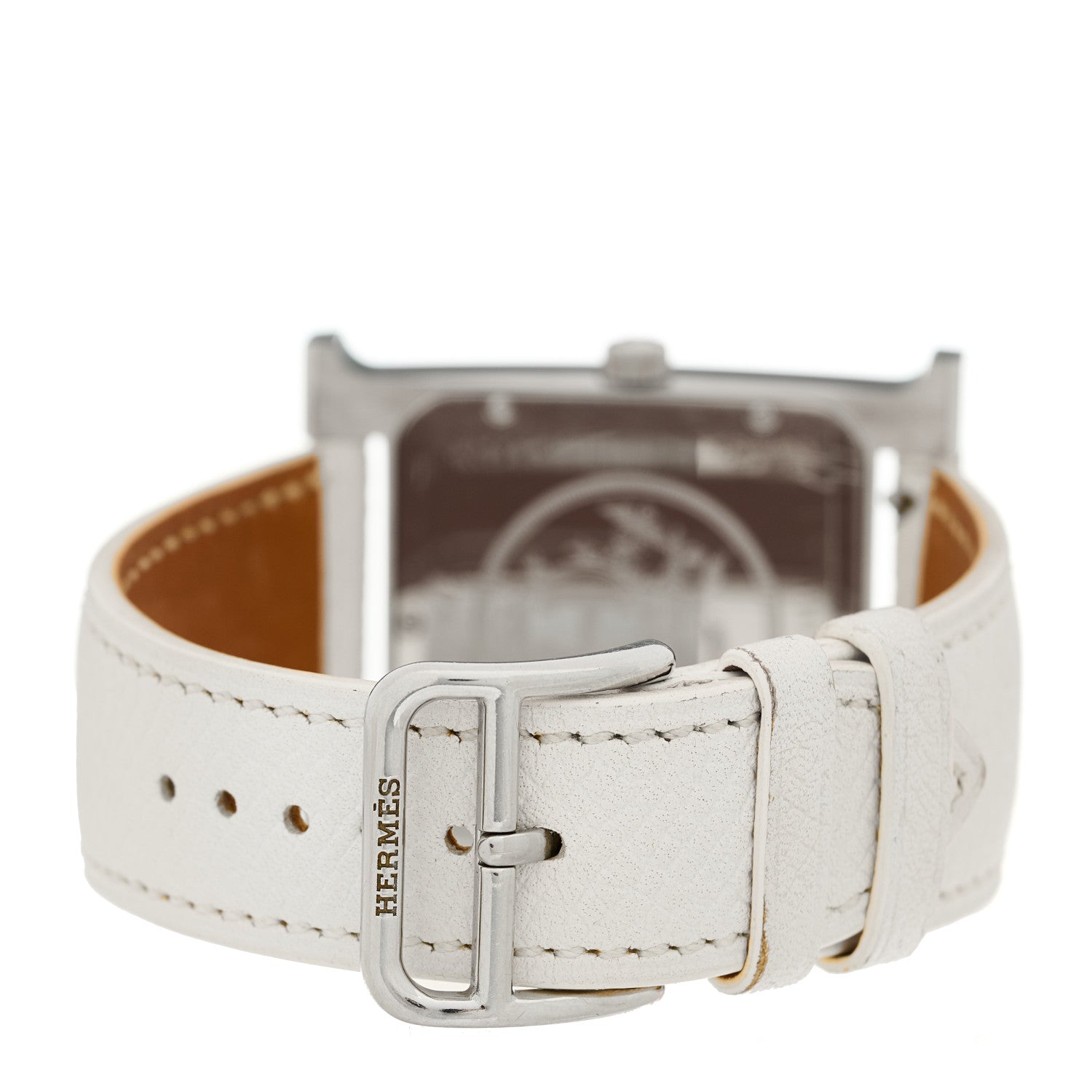 Hermes Stainless Steel Epsom 30.5mm Heure H Hour Quartz Watch Blanc 3 of 5