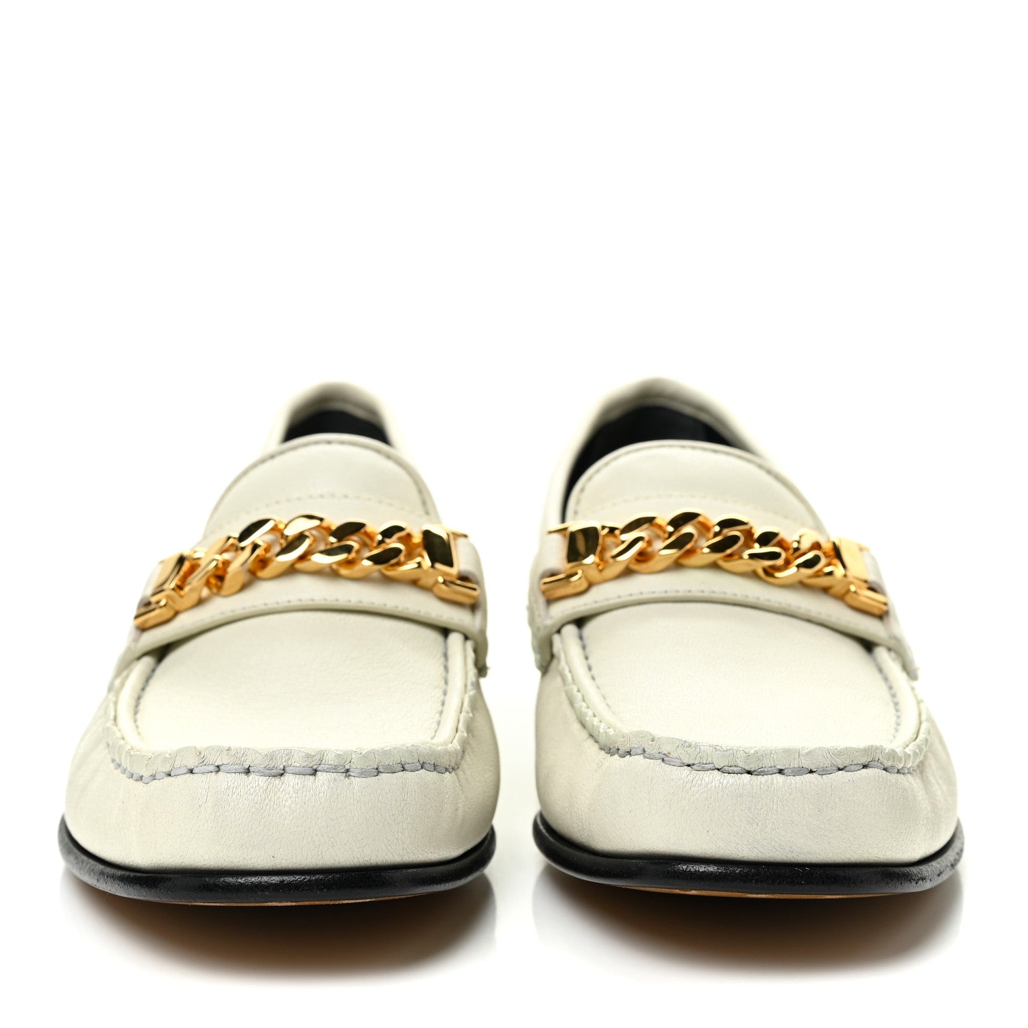 Gucci Calfskin Womens Chain Loafers 38.5 White 2 of 11