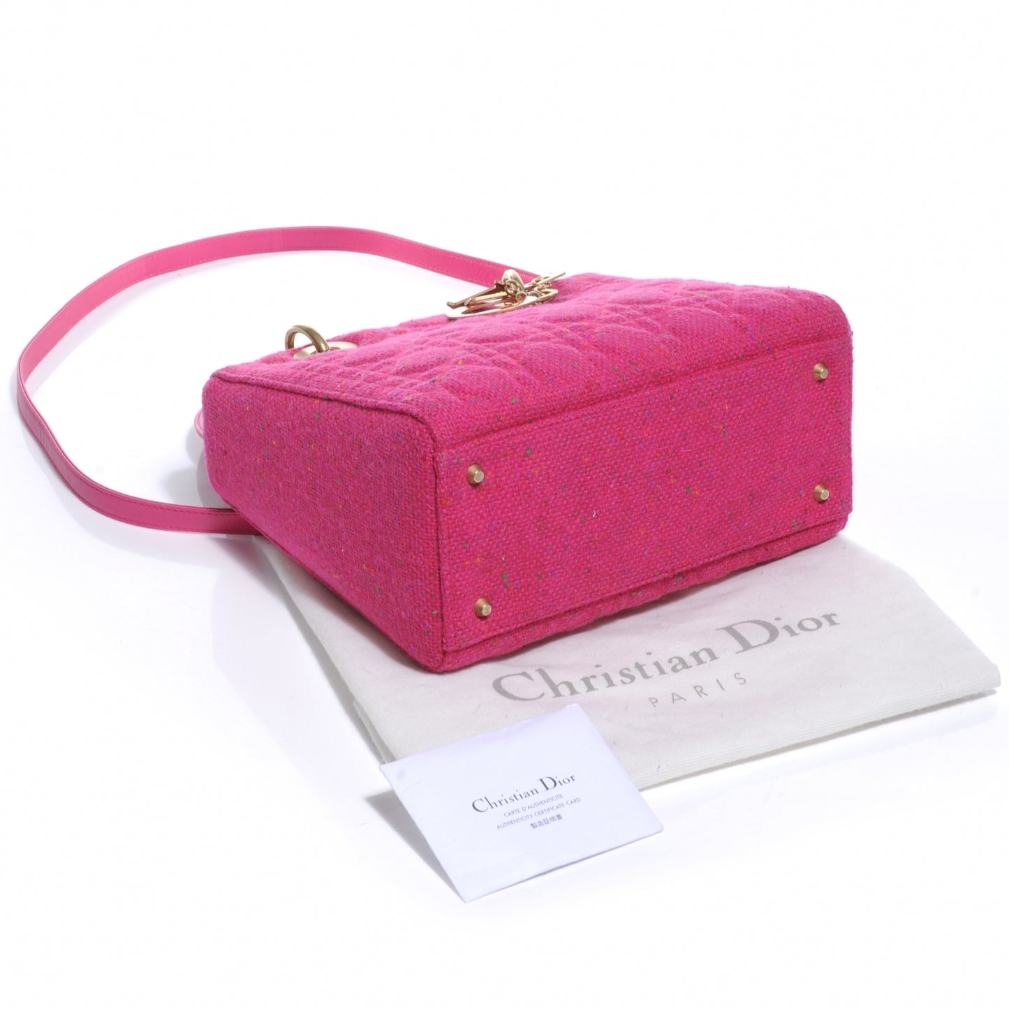 Tweed Cannage Medium Lady Dior Pink
