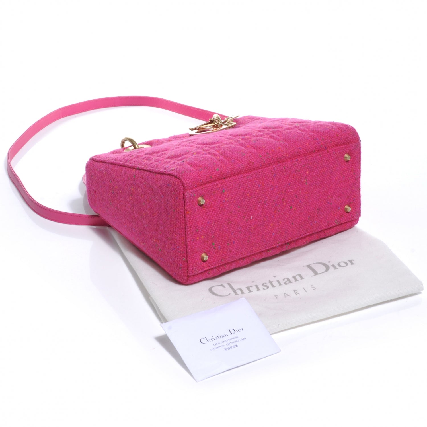 Christian Dior Tweed Cannage Medium Lady Dior Pink 4 of 10