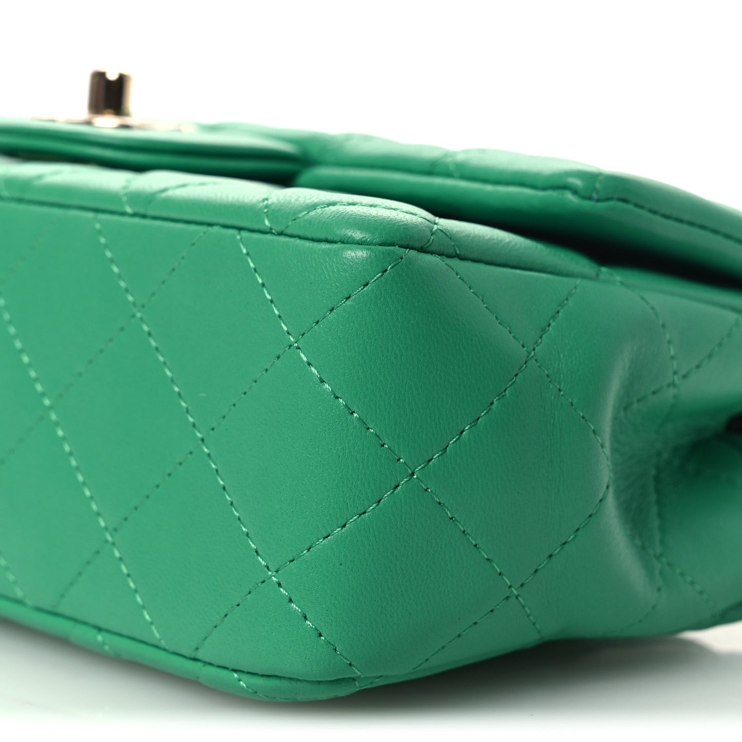 Lambskin Quilted Mini Rectangular Flap Green
