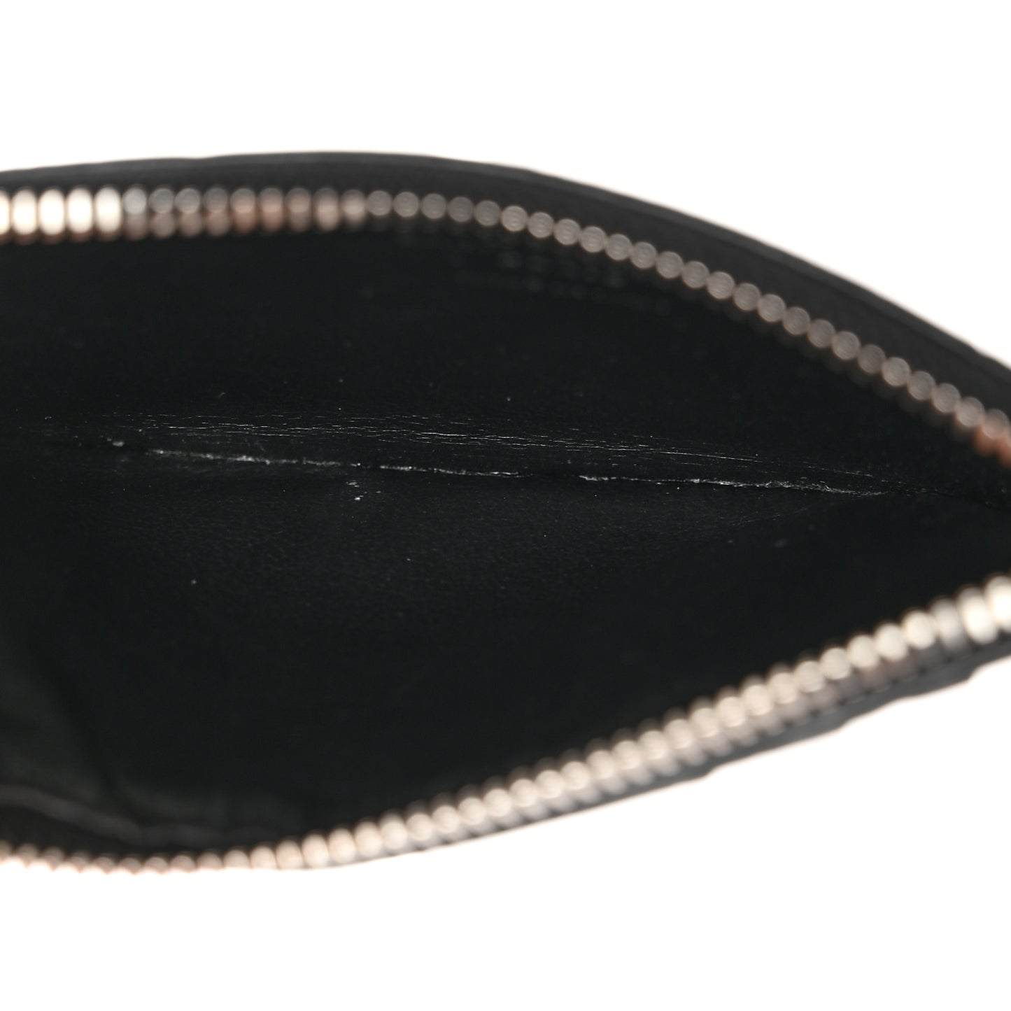 Calfskin Crocodile Embossed 5 Fragments Zip Card Case Black