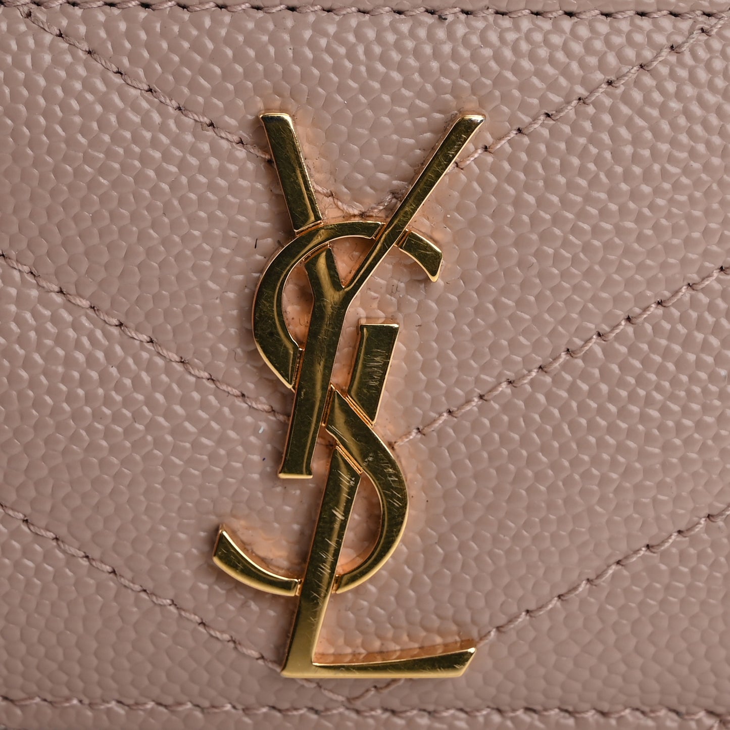 Grain De Poudre Matelasse Chevron Monogram Credit Card Case Pale Pink