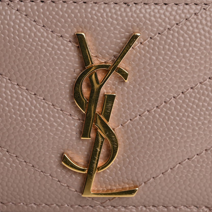 Saint Laurent Grain De Poudre Matelasse Chevron Monogram Credit Card Case Pale Pink 15 of 16