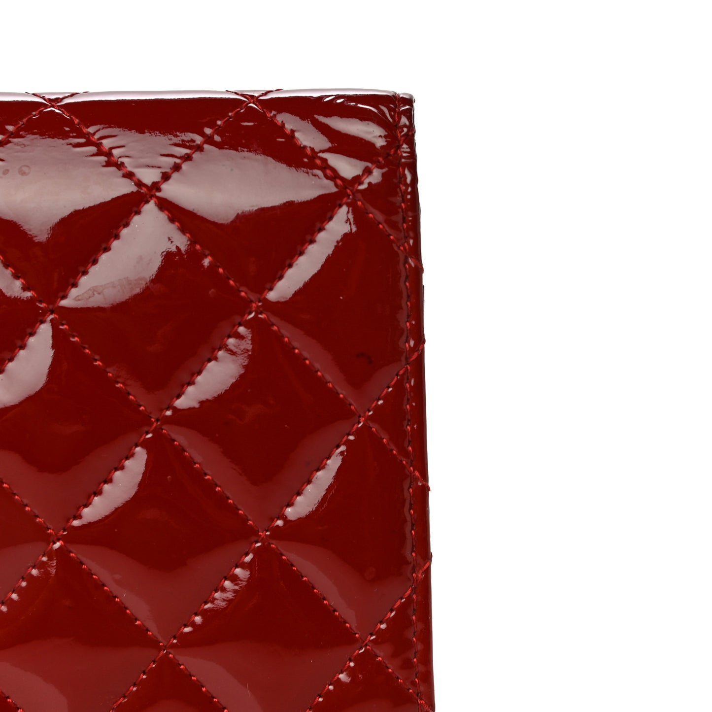 Patent Quilted Brilliant Yen Wallet Red
