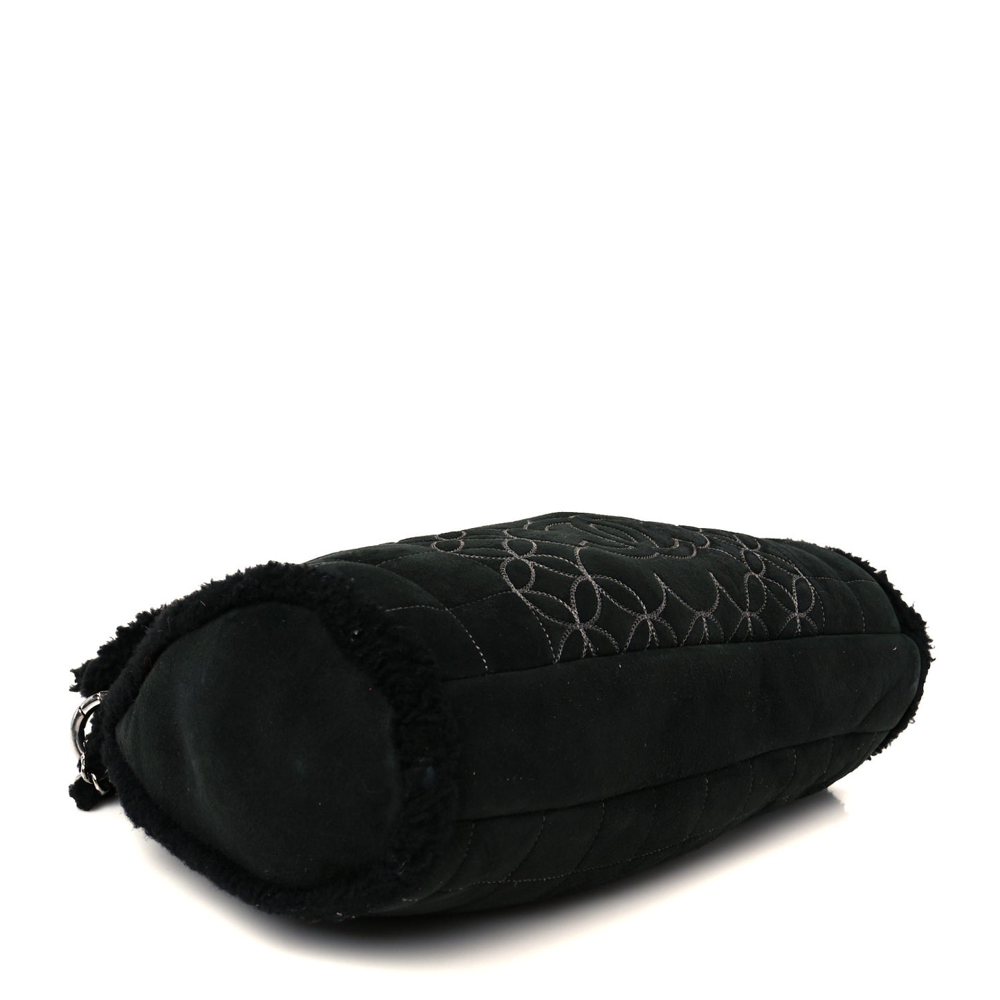 Shearling Suede Stitched CC Tote Black