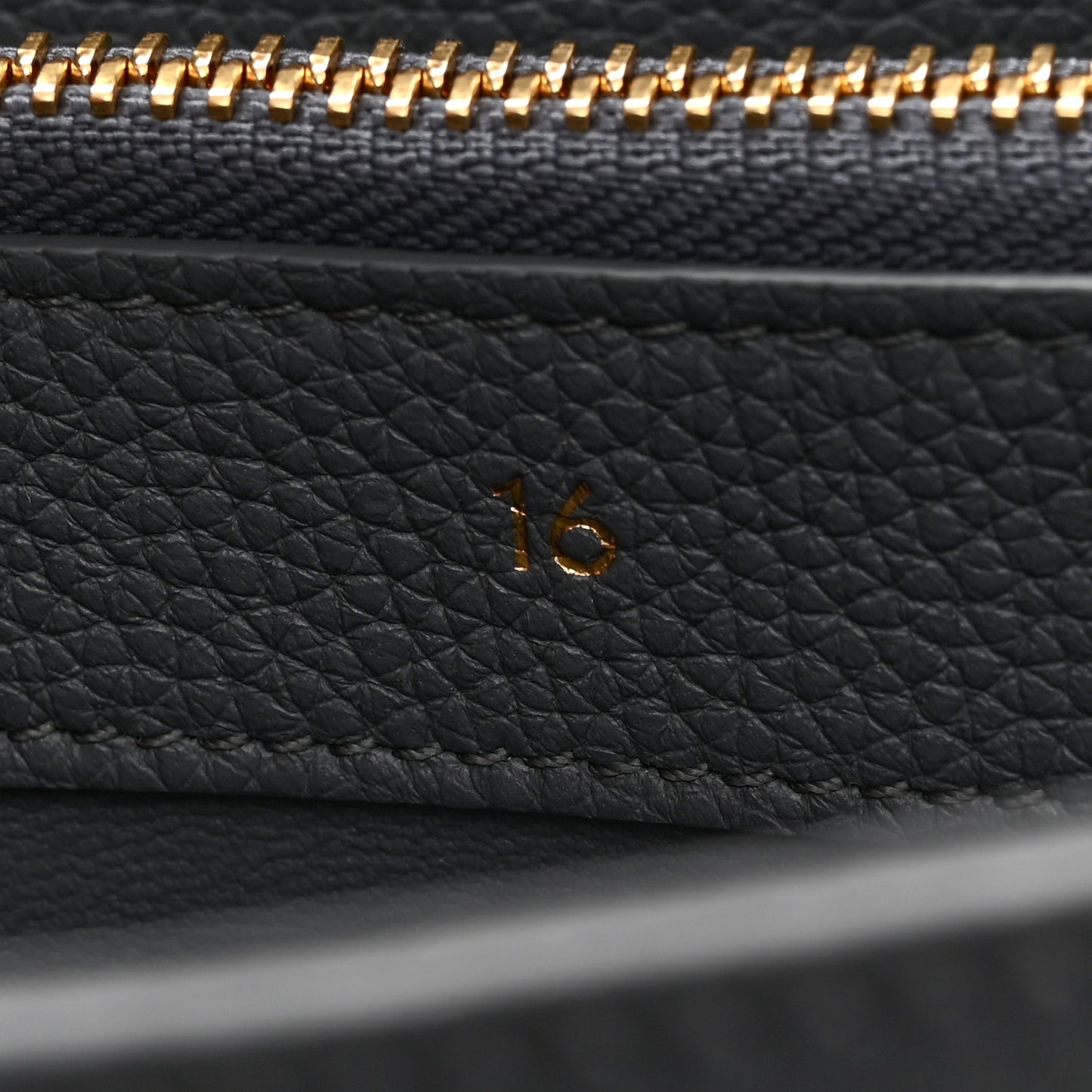 Grained Calfskin Small 16 Top Handle Bag Storm
