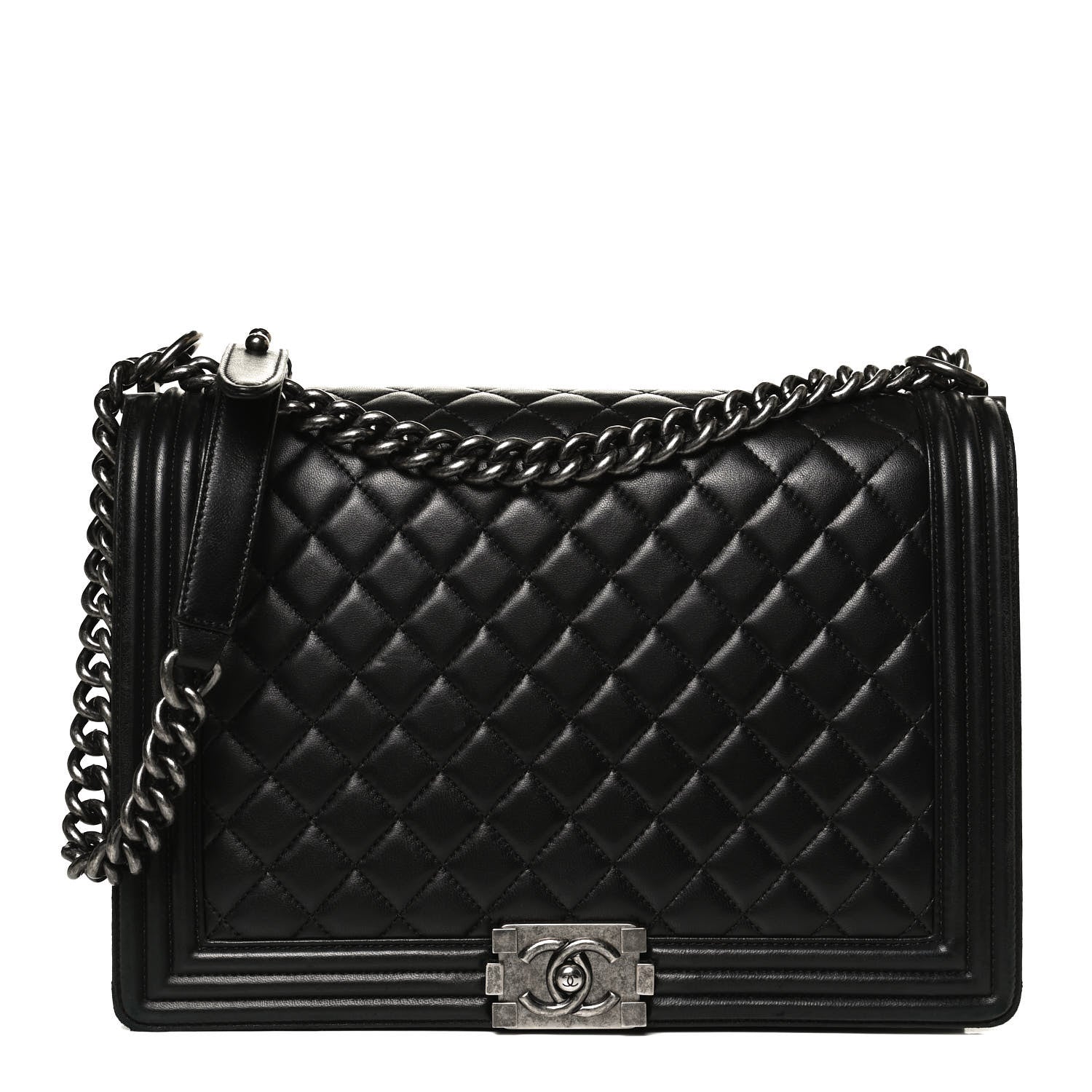 Chanel Lambskin Quilted Large Boy Flap Black 1 of 10