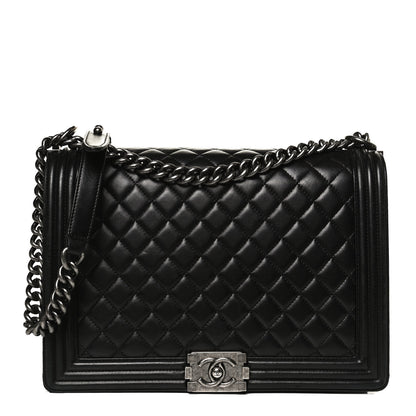 Chanel Lambskin Quilted Large Boy Flap Black 1 of 10