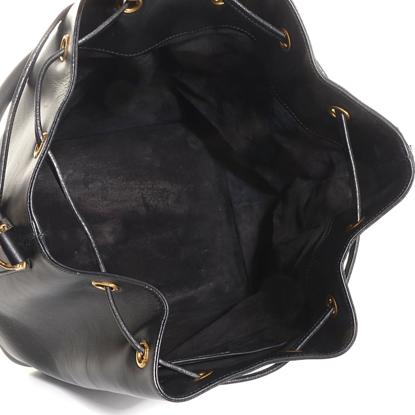 Calfskin Large Emmanuelle Bucket Bag Black