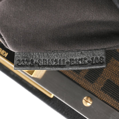 Fendi Goatskin Zucca Medium Peekaboo Iconic Satchel Black Tobacco 8 of 14