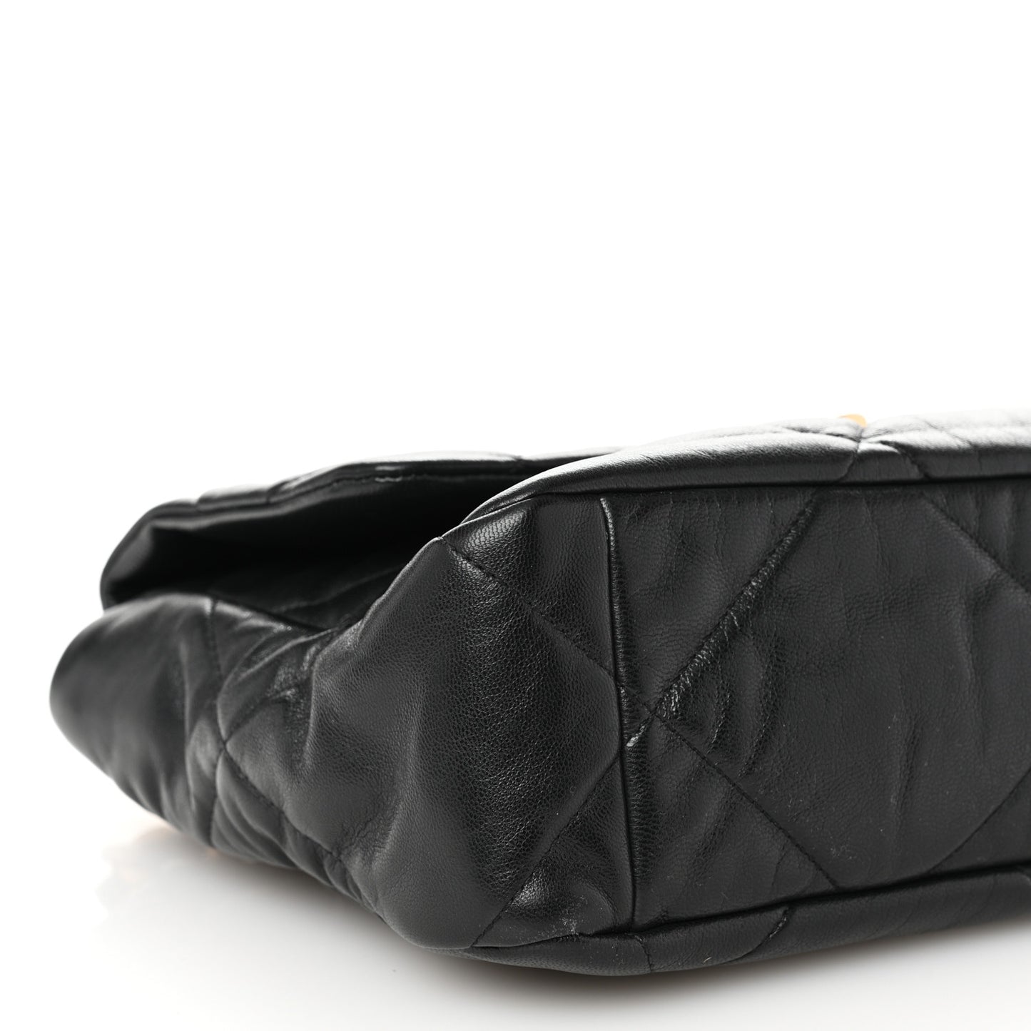 Shiny Goatskin Quilted Large Chanel 19 Flap Black