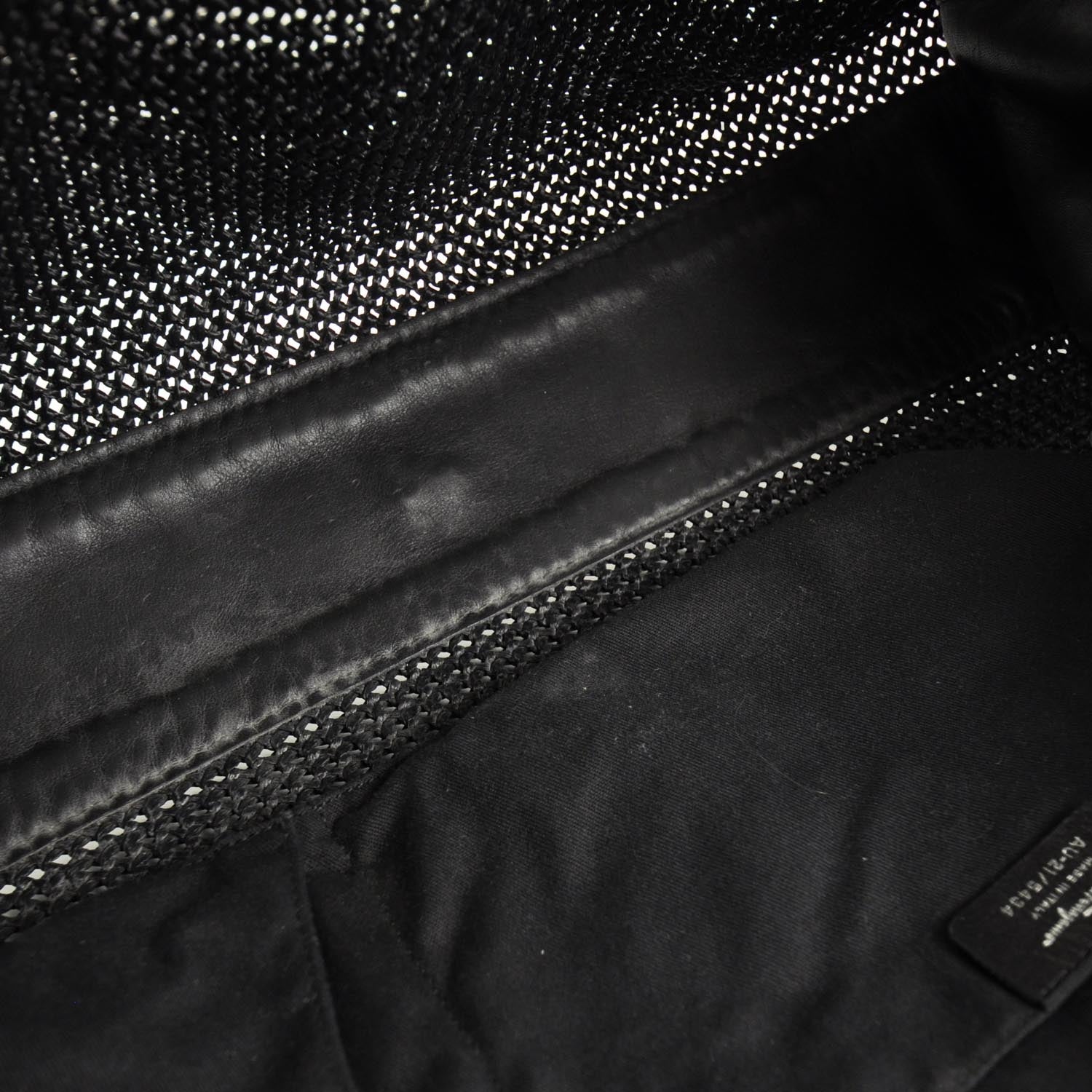 FASHIONPHILE SALVATOREFERRAGAMOLeatherStrawWovenSatchelBlack 6 of 7