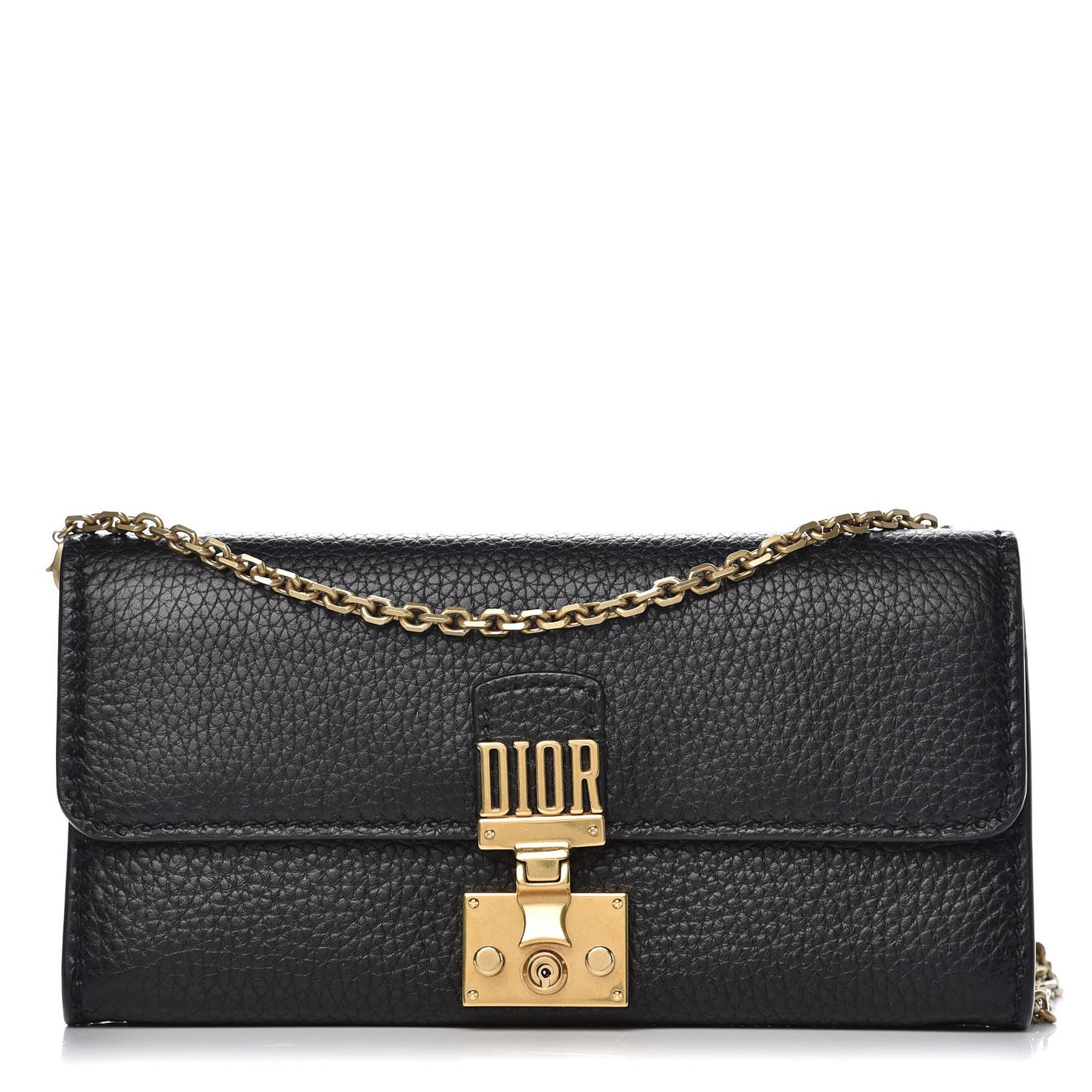 Calfskin Dioraddict Wallet on Chain Black