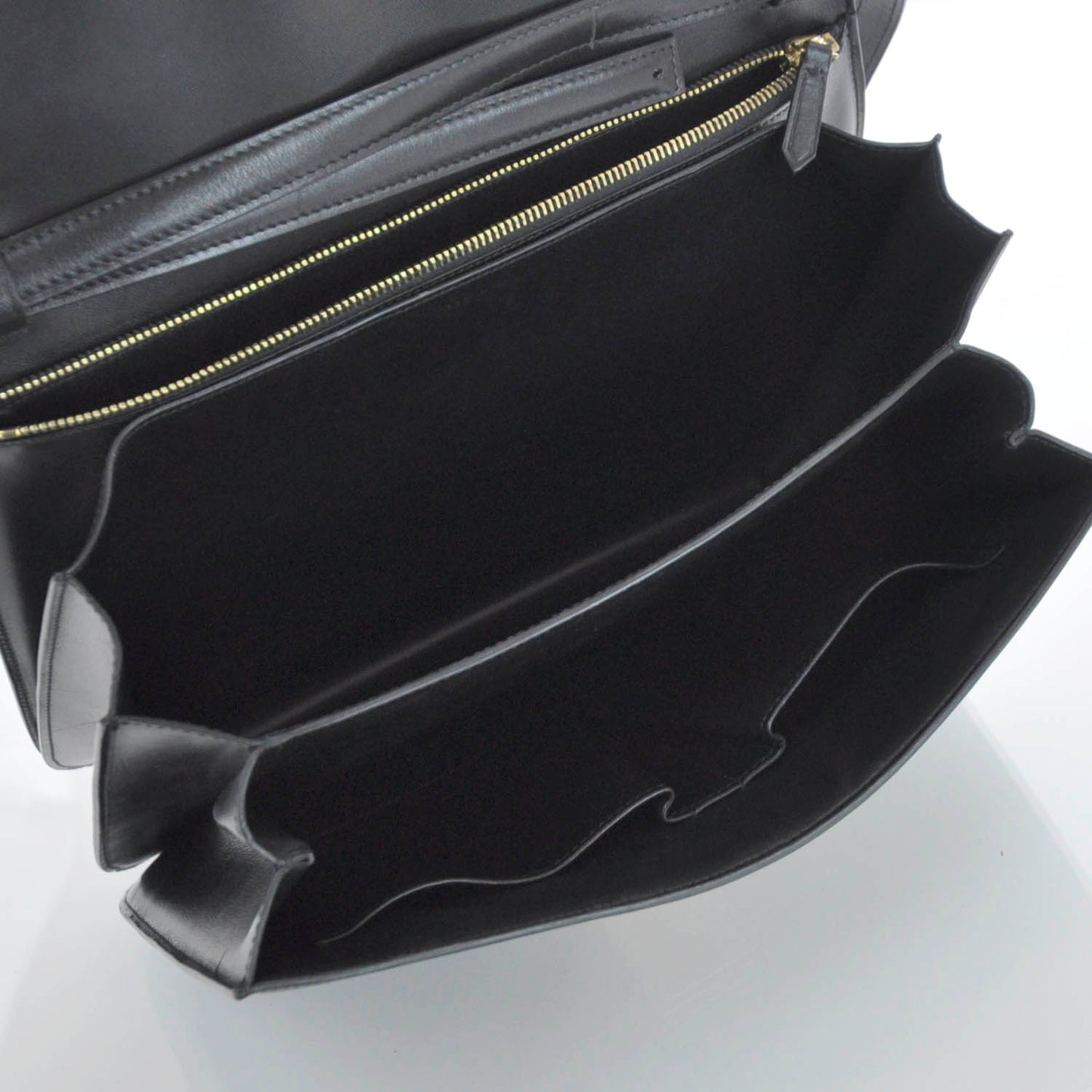 Leather Large Classic Box Flap Bag Black
