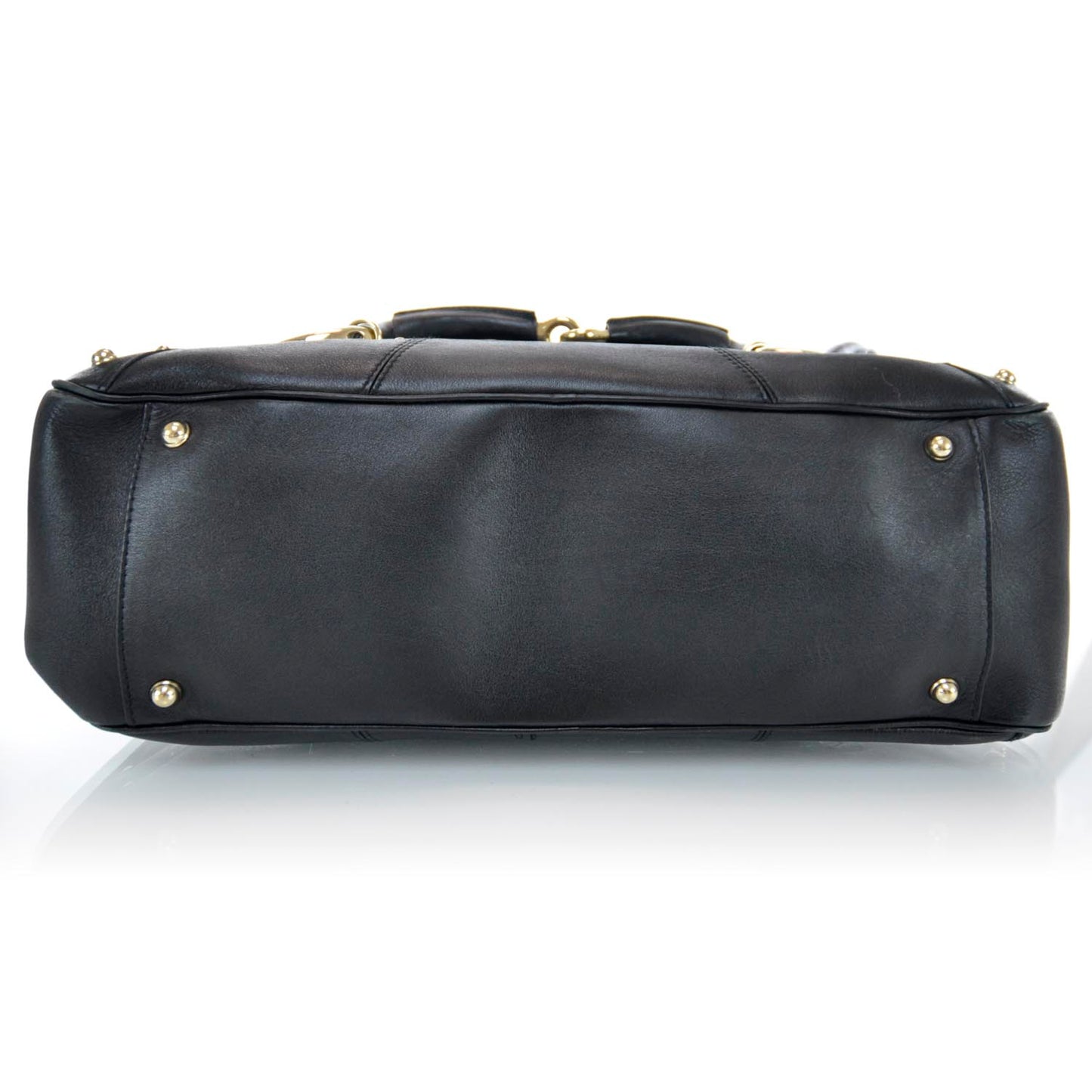 Leather Large Horsebit Chain Bag Black