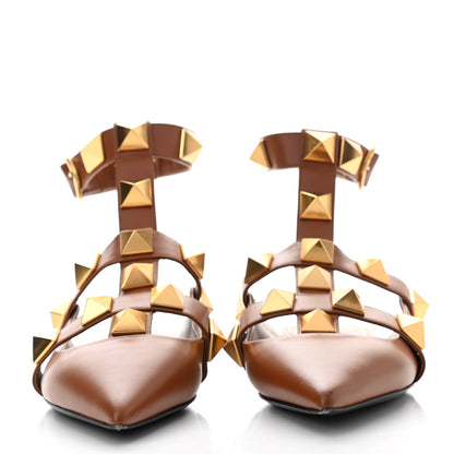 Valentino Garavani Calfskin Roman Stud Ankle Strap Flat Mules 39.5 Selleria 2 of 8