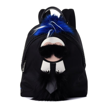 Fendi Nylon Vitello Century Mink Fox Goat Fur Studded Karlito Backpack Black Multicolor 1 of 10