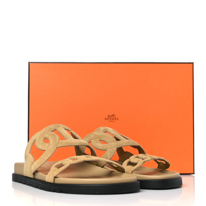 Hermes Suede Goatskin Extra Sandals 37.5 Beige Albatre 9 of 9