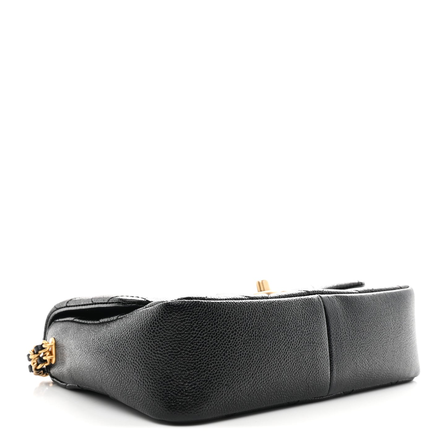 Shiny Caviar Quilted Small Chain Melody Flap Black