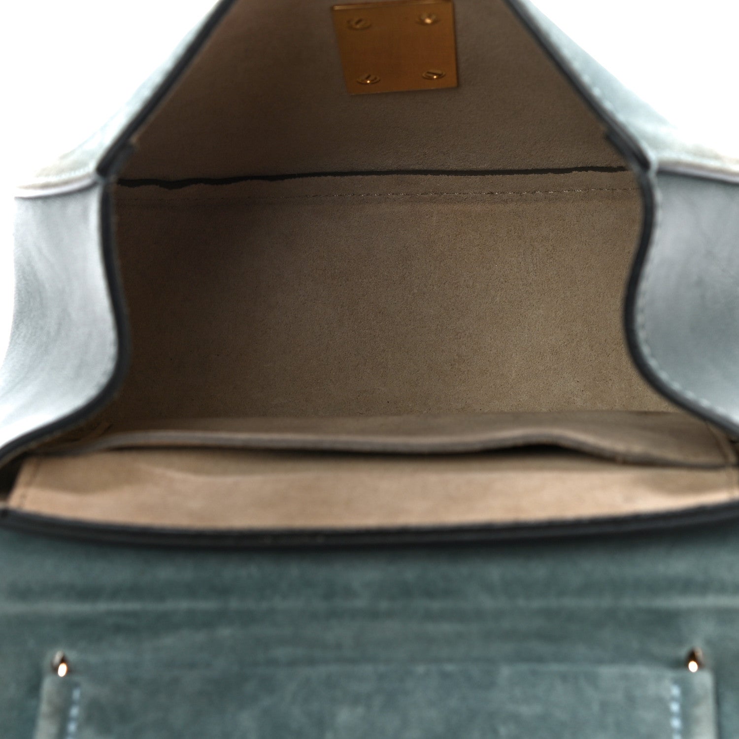 Chloe Suede Smooth Calfskin Mini Drew Shoulder Bag Cloudy Blue 4 of 14