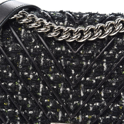 Chanel Lambskin Tweed Woven Medium Chevron Boy Flap Black 8 of 15