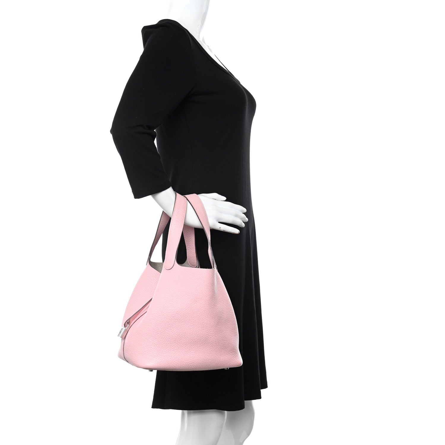 Hermes Taurillon Clemence Picotin Lock 22 MM Rose Sakura 2 of 10