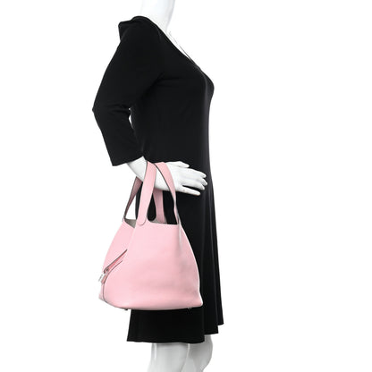 Hermes Taurillon Clemence Picotin Lock 22 MM Rose Sakura 2 of 10