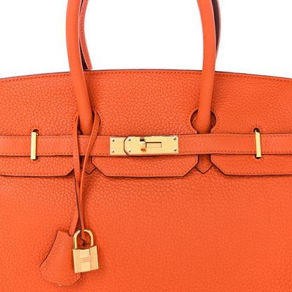 Hermes Taurillon Clemence Birkin 35 Orange 8 of 13